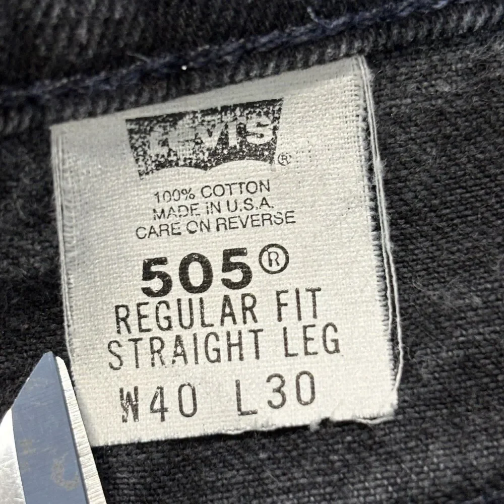 Vintage Levi's 505 Orange Tab Regular Fit Size 40x30 Black Denim USA C130 -14